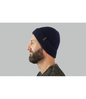 Mütze Revers Rippstrick blau Ray Beanie navy